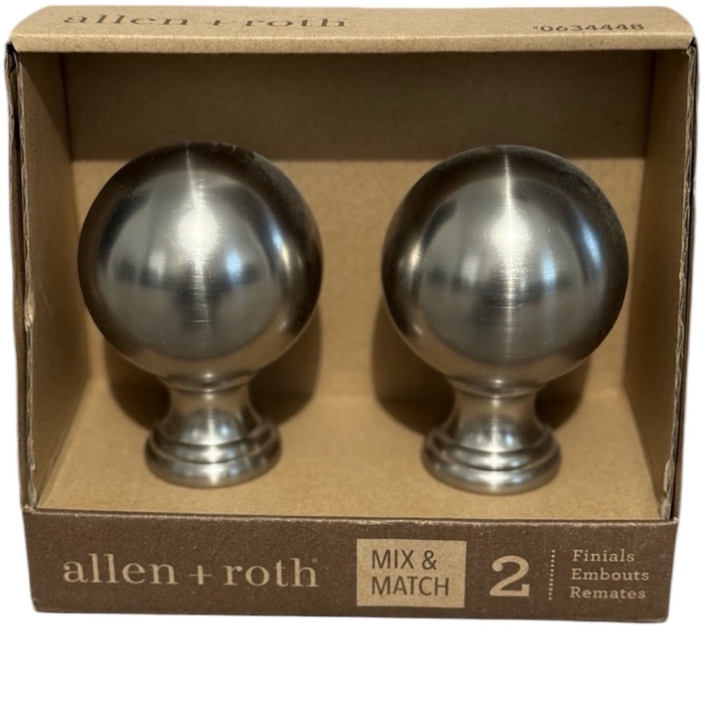 🆕NWT Allen + Roth Drapery
Curtain Rod Finials Brushed Nickel fits up to 1 in rod